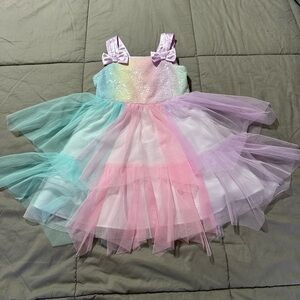 Rainbow Tulle Dress with Bows